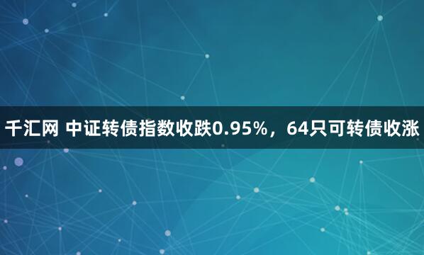 千汇网 中证转债指数收跌0.95%，64只可转债收涨